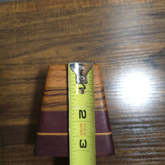 MCM Pyramid Salt & Pepper Shakers Striped Wood Grain Red Accents 2-Piece Set - Picture 12 of 14